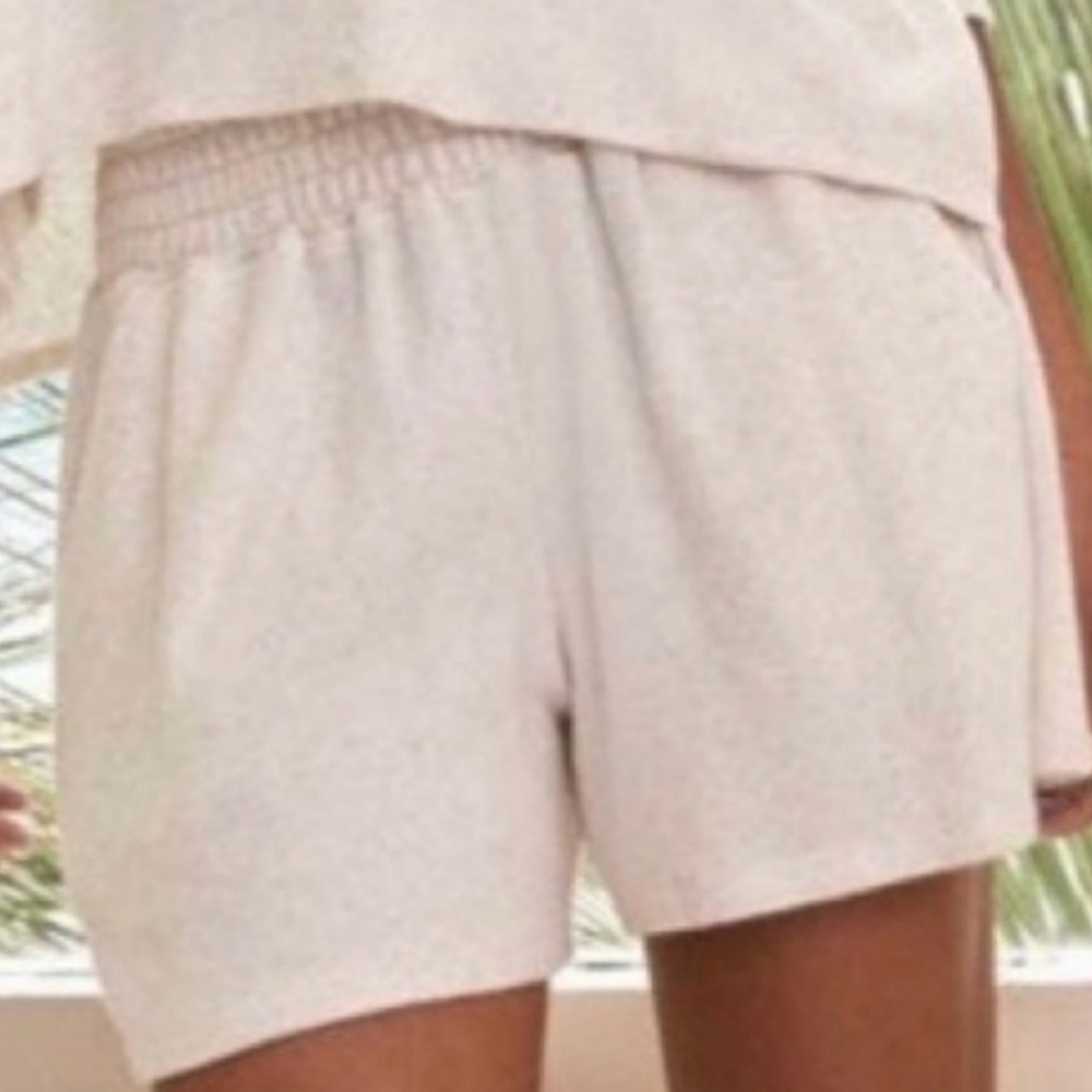 Johnny Was Calme Smocked Cozy Shorts in Ecru (Beige) XL NWT